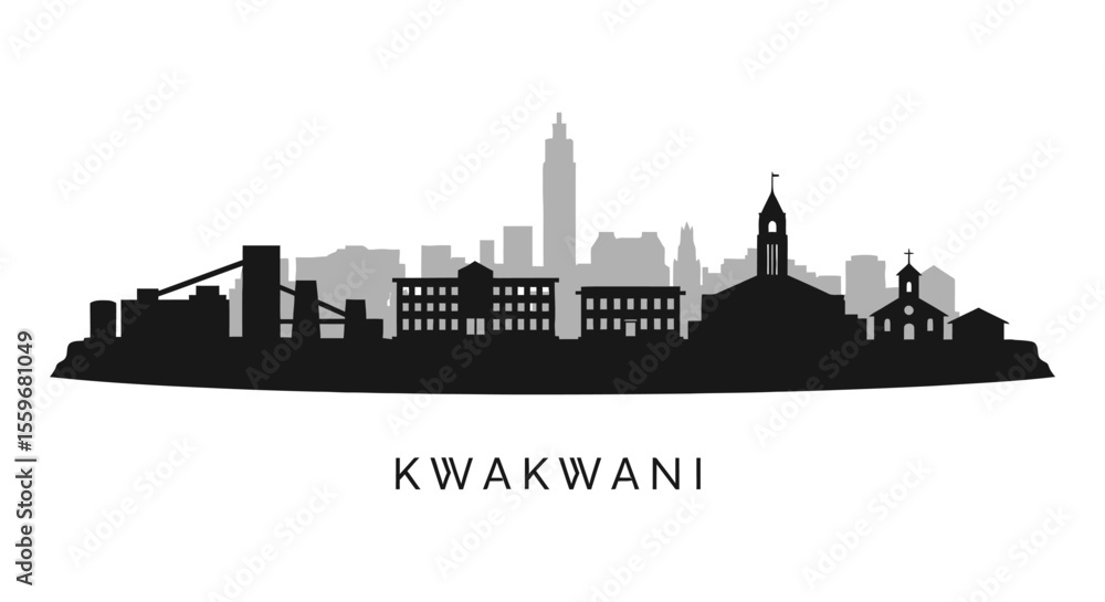 Obraz premium Kwakwani Skyline Guyana Cityscape Silhouette.