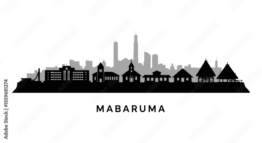 Naklejka premium Mabaruma skyline with Guyana Black silhouette.