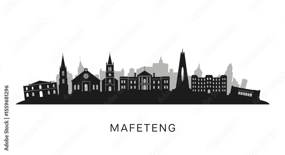 Fototapeta premium Mafeteng Lesotho Skyline Vector Silhouette.