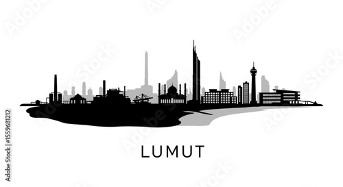 Lumut Silhouette with Cityscape, Skyline, and Malaysia.