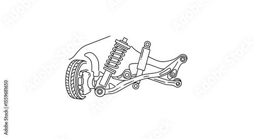Technical car suspension vector illustration for mechanical design