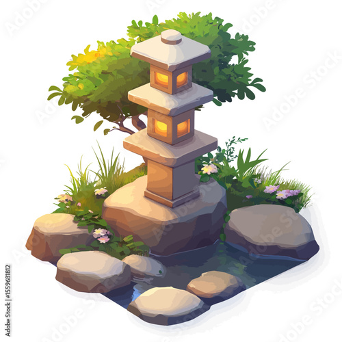 Stone monument in the garden