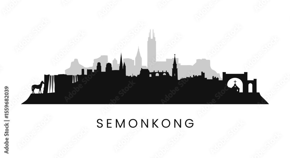 Naklejka premium Semenokong Lesotho Skyline Black Silhouette.