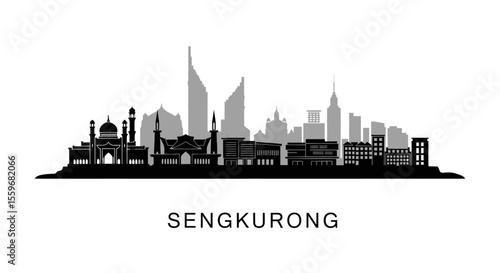 Wallpaper Mural Sengkurong Skyline Brunei Silhouette. Torontodigital.ca