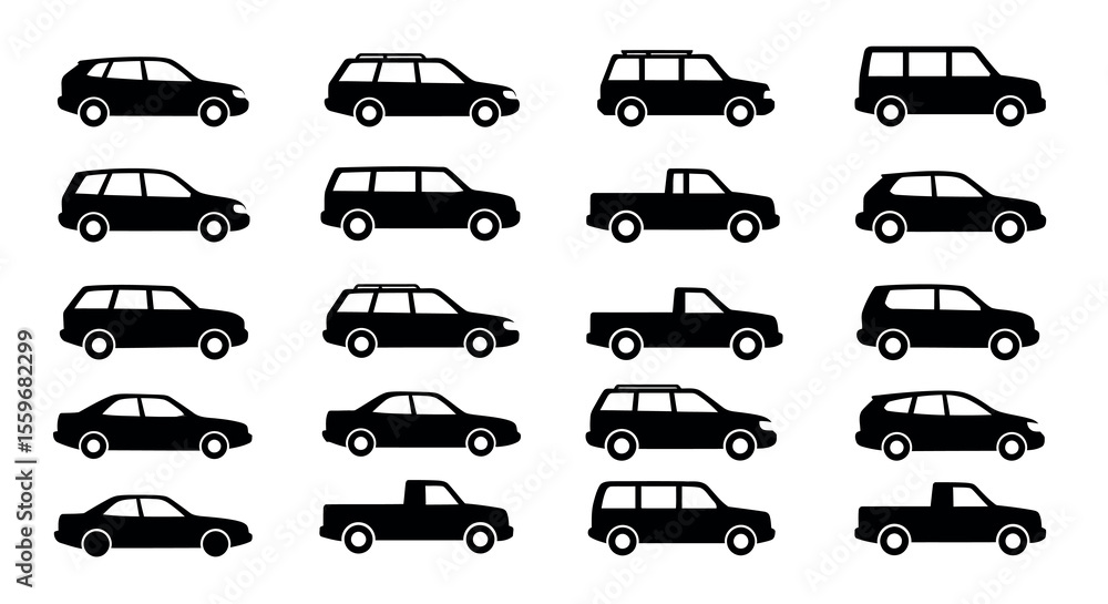 Car silhouette vector illustration collection for design projects Car silhouette vector illustration collection for design projects