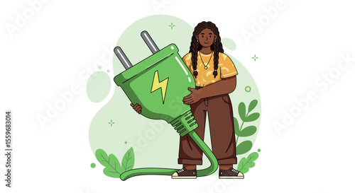 Environmental awareness vector illustration: renewable energy concept for eco-friendly design in flat style