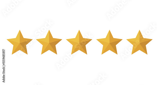 Five gold stars vector illustration for rating concept design in flat style