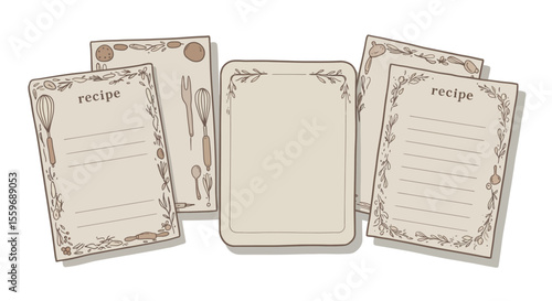 Vintage recipe card vector illustration for kitchen design in hand drawn style
