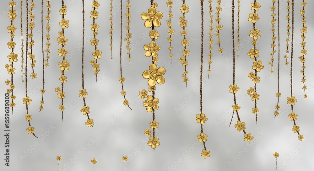 Fototapeta premium Golden flowers floral design flower background blossom bloom decorative elegant pattern art