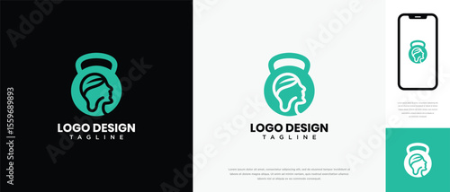 fitness logo design template human head. fitness human logo icon