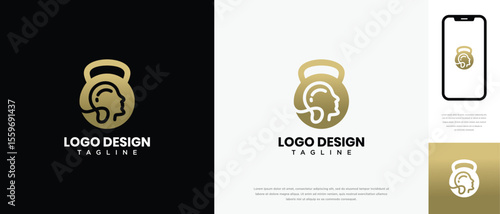 fitness logo design template human head. fitness human logo icon