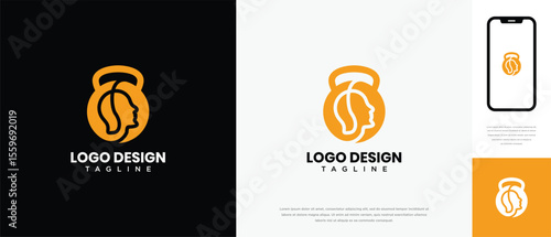 fitness logo design template human head. fitness human logo icon