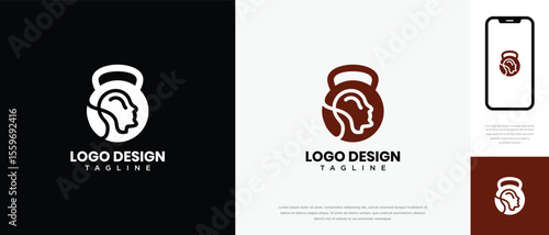 fitness logo design template human head. fitness human logo icon