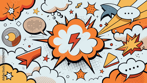 Comic Style Speech Bubble & Explosion Elements Collection