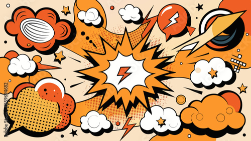 Comic Style Speech Bubble & Explosion Elements Collection