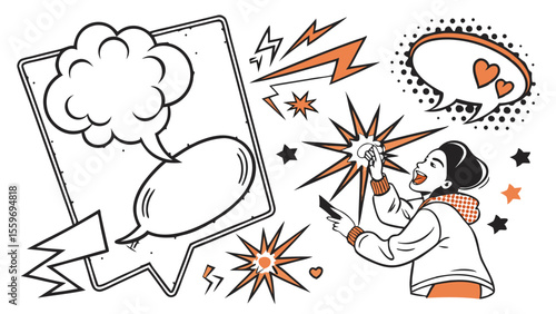 Comic Style Speech Bubble & Explosion Elements Collection