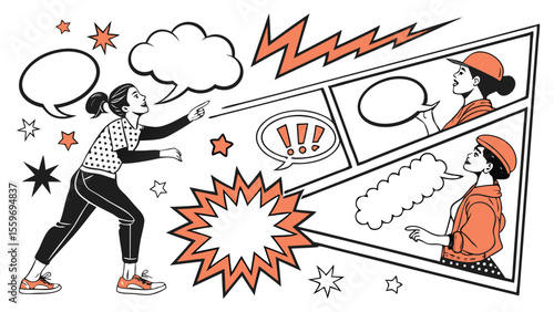 Comic Style Speech Bubble & Explosion Elements Collection