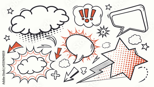 Comic Style Speech Bubble & Explosion Elements Collection