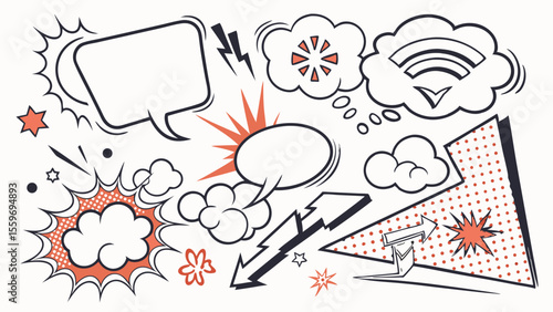 Comic Style Speech Bubble & Explosion Elements Collection