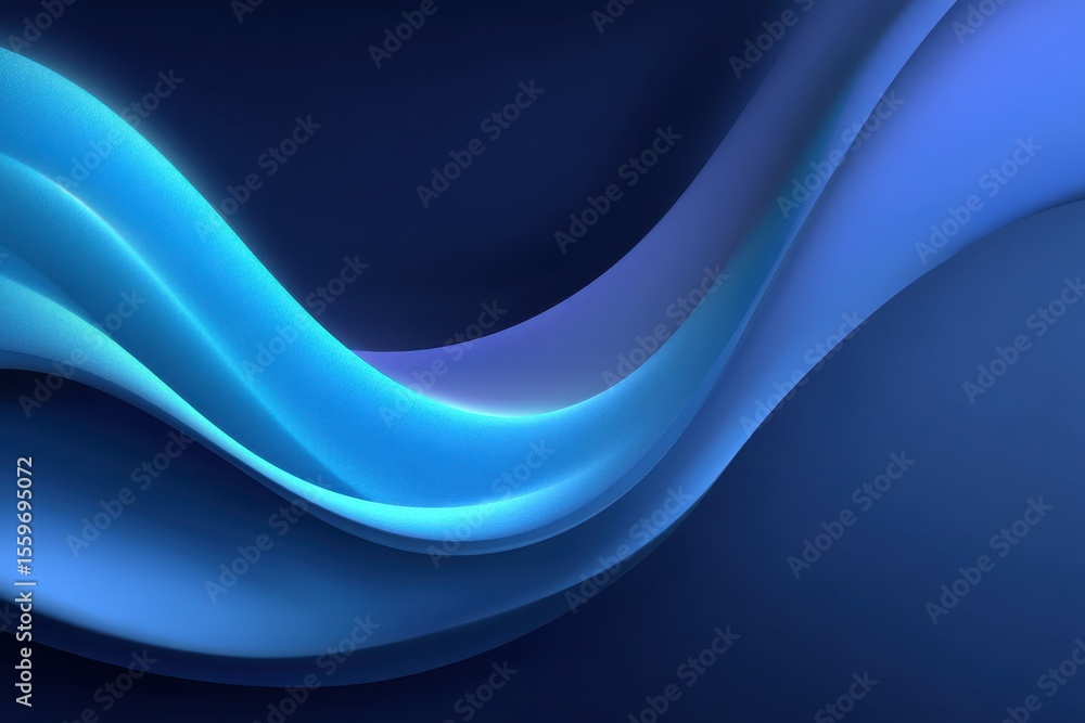 Obraz premium Abstract blue gradient background with wavy shapes creating depth
