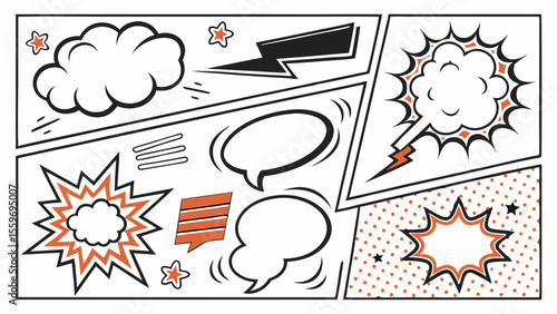Comic Style Speech Bubble & Explosion Elements Collection