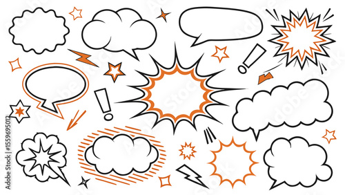 Comic Style Speech Bubble & Explosion Elements Collection