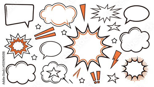 Comic Style Speech Bubble & Explosion Elements Collection