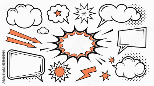 Comic Style Speech Bubble & Explosion Elements Collection