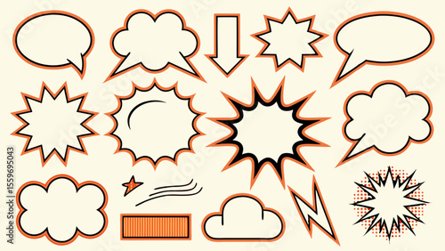 Comic Style Speech Bubble & Explosion Elements Collection