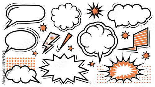 Comic Style Speech Bubble & Explosion Elements Collection