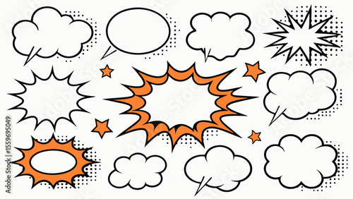Comic Style Speech Bubble & Explosion Elements Collection
