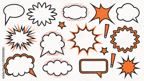 Comic Style Speech Bubble & Explosion Elements Collection