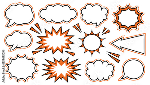 Comic Style Speech Bubble & Explosion Elements Collection