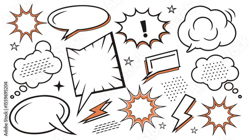Comic Style Speech Bubble & Explosion Elements Collection
