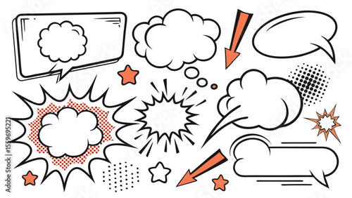 Comic Style Speech Bubble & Explosion Elements Collection