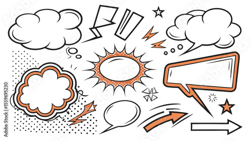Comic Style Speech Bubble & Explosion Elements Collection