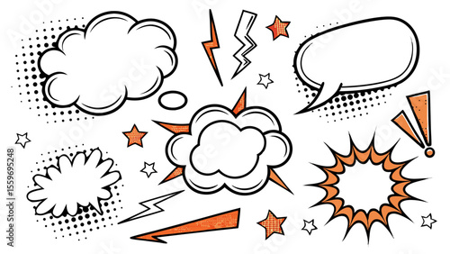 Comic Style Speech Bubble & Explosion Elements Collection