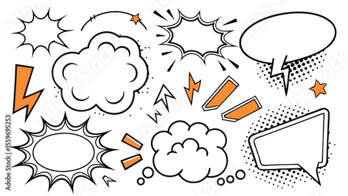 Comic Style Speech Bubble & Explosion Elements Collection