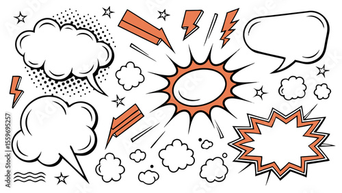 Comic Style Speech Bubble & Explosion Elements Collection
