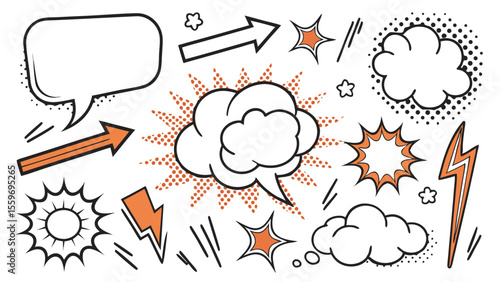 Comic Style Speech Bubble & Explosion Elements Collection