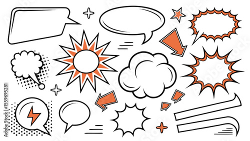 Comic Style Speech Bubble & Explosion Elements Collection