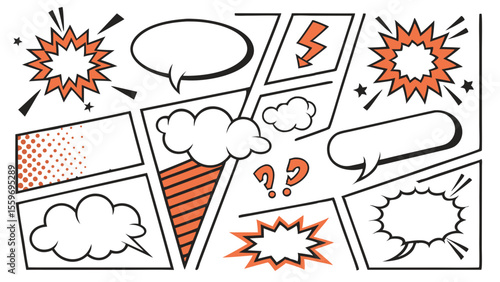 Comic Style Speech Bubble & Explosion Elements Collection