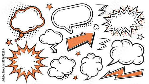 Comic Style Speech Bubble & Explosion Elements Collection
