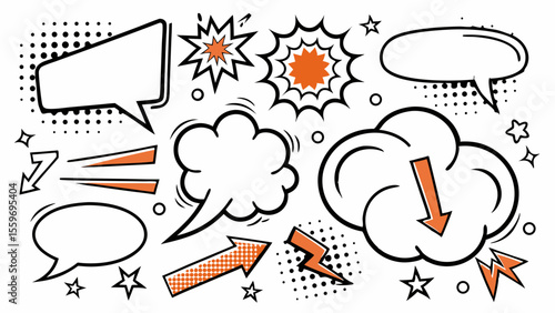 Comic Style Speech Bubble & Explosion Elements Collection