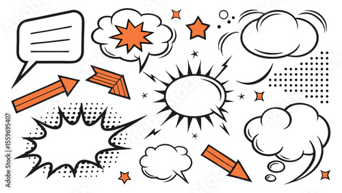 Comic Style Speech Bubble & Explosion Elements Collection