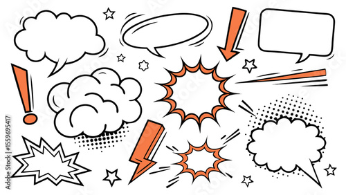 Comic Style Speech Bubble & Explosion Elements Collection