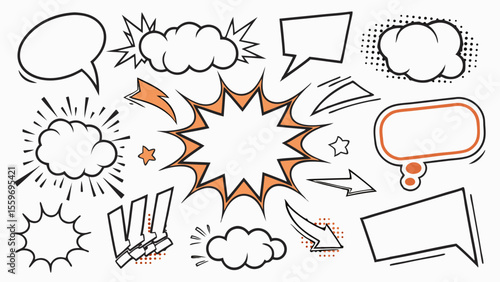 Comic Style Speech Bubble & Explosion Elements Collection