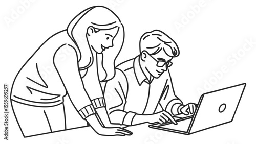 Teamwork and Collaboration Line Art Illustrations