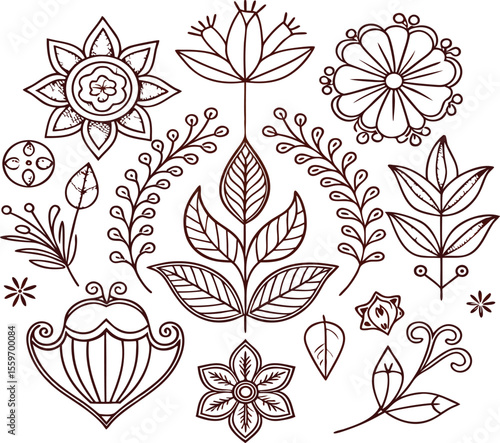 Ornate floral elements design collection