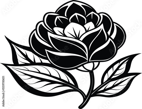 Elegant black and white floral design element